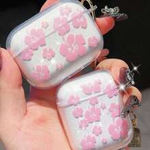 Flower Pink Floral Case, Compatible With AirPods 1/2, Protective Cover Compatible With Airpods 3/Pro/Pro2, Girlfriend/Boyfriend Gift - Pink - View 4