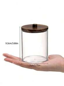 3 Pieces Clean Swab Rack With Tray, Designed Specifically For Organizing And Storing Bathroom Items. These Transparent Plastic Jars With Wooden Lids Are Perfect For Storing Balls, Clean Swabs, And Dental Floss. Bathroom Accessories Bathroom Organizer Back To School Storage