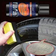 汽车轮胎蜡抛光增白剂、汽车轮胎涂层膏、橡胶密封更新划痕修复、塑料亮光蜡、深黑色光泽、持久保护 - 1 件+海綿 - 查看 4