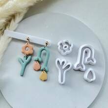 2pcs Flower Shaped Clay Molds For Jewelry Making, Earring Craft DIY - White - View 2