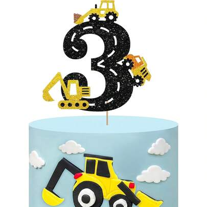 1 件/15 件建筑主题 2/1/3/4/5 岁生日蛋糕装饰、挖掘机二/一/三/四/五岁生日蛋糕装饰（适用于 BB 派对）、卡车路标生日蛋糕装饰、建筑主题 2/1/3/4/5 周年派对装饰