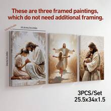 3 Pieces Religion Wall Arts Jesus Canvas Posters Christian Pictuer Posters Vintage Painting Poster Bible Print Picture Poster Bedroom Living Room Decor No Frame Gifts Birthday Graduation