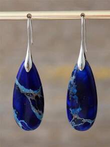 1 paire de boucles d'oreilles rétro style bohémien en forme de goutte d'eau avec faux gemmes, convient pour les femmes au quotidien, les fêtes, les voyages, cadeau de bijoux