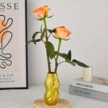 1pc,A Simple White Resin Vase In Nordic Style, Commonly Used As A Decorative Vase In Gardens Throughout The Four Seasons. A Decorative Bottle With Minimalist Life Lines. A Statue With Soft Lines Suitable For Placement On The Bedside, Balcony, In The Garden Or Kitchen. A Warm And Retro Statue For The Kitchen Dining Table.