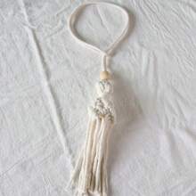 2 Pieces Of Handmade Crochet Macrame Boho Curtain Tiebacks, Wood Bead Curtain Tie Backs, Window Magnetic Woven Accessories Curtain Holdbacks For Wall , Hand- Woven Home Decorative Tassels Curtain Ties Rope, Curtain Tie Backs For Bohomian Decor Bedroom Decor Nursery