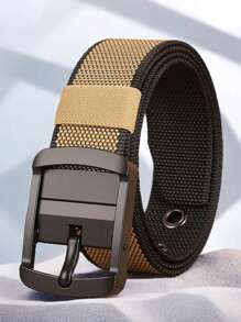 1 pièce Ceinture décontractée unisexe réversible à double face en polyester (polyamide) nylon avec contraste de couleurs simple, toutes saisons