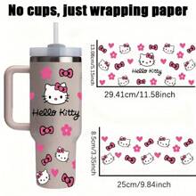 Sanrio 2pcs/Set, Hello Kitty UV DTF Heat Transfer Paper, Suitable For 40oz Tumbler, Phone Case, Laptop UV Printing, Holiday Gifts, Party Tumblers, Extreme Cup Sticker