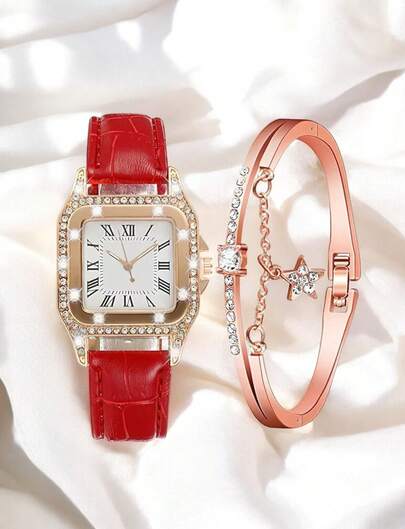 Reloj de pulsera para mujer, reloj de cuarzo con diseño de estrella, Reloj elegante de marca superior con correa para Mujer, Reloj de pulsera informal de cuarzo para Mujer