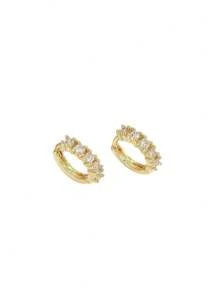 1 Paar europäisch-amerikanische Mode Micro Set Silber Kubikzirkonia offene Creolen Ohrringe für Frauen, vielseitiger einfacher Silber Schmuck Ring