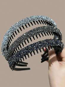 2pcs Women's New Rhinestone Headband, Simple Versatile Non-Slip Hairband For Outdoor Use, Bangs Fixing Hair Accessories, Hair Band, Hair Hoop, Home Beauty Women Accessory Gifts ,Head Piece