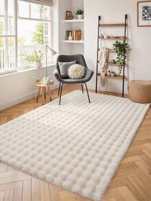 DAJIANG 1 件 - 米色柔软现代室内大号毛茸茸地毯，几何简约蓬松浴室垫，防滑背衬，可机洗，客厅、梳妆台、浴缸、淋浴间、水槽 - 家居装饰 家居浴室装饰 地毯 户外地毯 门垫 秋季装饰 浴室配件 返校入口装饰