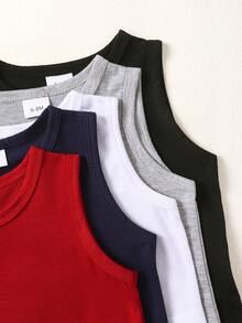 BrownBark 5 Stücke einfarbige Baby Jungen Bodysuit, weich & bequem Ärmellos für Kleinkinder, geeignet für Lässig & Outdoor Aktivitäten - Verschiedenfarbig - Übersicht 4