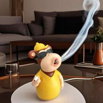 1 件树脂卡通猴子香薰炉装饰带镊子，不含香，适合客厅、卧室、办公室的家居装饰，创意设计，纸盒包装