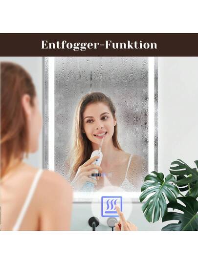 Bathroom Lighting Spiegel LED 50x70cm Wand IP44 Touch Switch Klok Fog Removal Feature Dimmable 3000K 6500K view 3