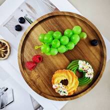 Versatile Round Wooden Tray, Made Of Rosewood, Suitable For Kitchen, Dining Room, Dining Table Tray, For Coffee, Tea, Cake, Cheese, Bread, Home And Kitchen Decor, Ideal Gift For Christmas, Halloween, Valentine's Day, Thanksgiving
