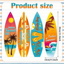 4 piezas Bandera de fiesta de tablas de surf Decoración de pared de verano Bandera colgante de pared de tablas de surf Letrero de decoración de playa Decoración de tema de verano Decoración de fiesta hawaiana y luau Decoración para el hogar, bar, fiesta de cumpleaños tropical Aloha