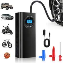 Compresor de aire portátil - Accesorios para automóvil, inflador de neumáticos recargable con pantalla digital de presión, bomba de aire eléctrica. Batería de ión de litio de 7.4V 1500mAh, material ABS duradero, inflador de neumáticos mini adecuado para automóviles/motocicletas. Negro. Regalo esencial para el automóvil. - Negro - Ver 11