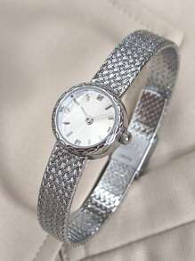1 Stück Damen Armbanduhr im Vintage-Stil mit goldenem Messingzifferblatt, Weizenkettenarmband, Quarz ohne Sekundenzeiger, zum täglichen Tragen/für den Arbeitsweg