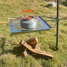 Rotating Campfire Grill,Fire Pit Grill,Heavy Duty Steel Grill,360° Adjustable Open Fire Outdoor Cooking Equipment,Portable Camping Fire Grill For Camping Outdoor Barbecue - Silver - View 3