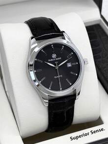Pablo Raez 1pc Black Suit Cool Man Watch Fashion Casual Wristwatch For Man Stainless Steel Silver IPS Plated Case Luxury Black Soft & Comfortable Microfiber Leather Superior Sense Luminous Bar Scales Face With Date 50M Waterproof Top Brand New AAA Male Quartz Wristwatch Sports Elegant Clock Nice Business Gift For Friend Or Family Father Presents Fit For Daily Life/Work/Party Decorations Dress Watch Birthday Retro - one-size - View 7