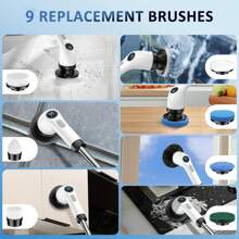 2025 13-In-1 Electric Rotary Scrubber, Dual Adjustable Speed Cordless Electric Scrubber For Cleaning, Adjustable And Removable Handle Shower Scrubber With 9 Replaceable Brush Heads For Floors, Bathrooms, Tubs, Tile