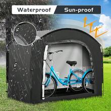 Bicycle Storage Shed Tent, Waterproof Portable Bike Cover For 3 Motorcycles Or 4 Bikes, Silver Coated 210D Easy Setup Outdoor Sheds Shelter For Motorcycle, Garden Tools, Lawn Mower - 黑色 - 查看 1