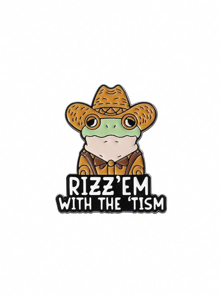 1pc Perfect Gift For Neurospicy Friends - Funny Cowboy Frog Pin With 'TISM Humor - Multicolor - View 6