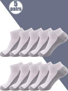 20/10/5/1 Pairs Plain Color Contrast Thick Sports Ankle Socks, Outdoor Running Fitness Sweat-Absorbent Breathable Low-Cut Socks - Multicolor - View 12