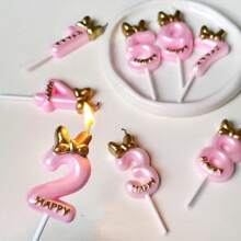 1pc/10pcs Number 0-9 Cute Bowknot Birthday Number Candle B Oys G Ilrs Cake Decor Digital Candles Topper Cupcake Party Decoration Supplies