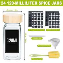 Froadp 120ml Square Glass Spice Jars With Shaker Insert, Leakproof Labels, Funnel, Cleaning Brush, Spice Container For Spice Kitchen Accessories - Khaki - View 3