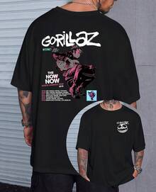 Gorilaz Banda Cartoon Rock Tour The Now North America Tracklist  T-Shirt - Black - View 1
