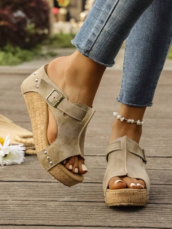 RALSWNAY Sandálias Peep-Toe de Salto Alto Bloco Grosso, Fashion Feminina, Antiderrapantes, Chinelos de Praia, Adequados para Atividades ao Ar Livre, Sandálias Anabela Peep Toe Plus Size, Novo Lançamento, Sapatos Romanos de Tira Cruzada e Plataforma à Prova d''Água