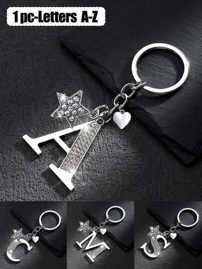 Diamond Minimalist Letter A-Z Multifunctional Bag Charm, European & American New English Creative Luggage Keychain - Shiny Diamond Pentagram Pendant, Shiny Letter A-Z, Shiny Alloy Bag Backpack Charm - Perfect Gift For Birthday And Special Occasions, Earphone Charm, Keychain Bag Backpack Charm, Car Charm, Gift For Women And Girls, Wallet And Handbag Accessory. Mother's Day Gift, Valentine's Day Gift