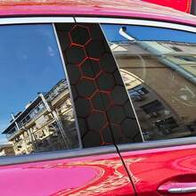 2 pièces Ensemble d'autocollants de montant B de voiture sur le thème de la science-fiction - Matériau vinyle, finition semi-mate, facile à appliquer et imperméable, motif nid d'abeille hexagonal, facile à remplacer, accessoires de voiture jetables, cadeau parfait, convient à tous les modèles de voitures - Accessoires automobiles et décorations de vacances pour tous les véhicules