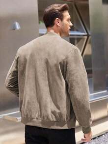 Men's Casual Varsity Jacket Vintage Lightweight Suede Bomber Jackets