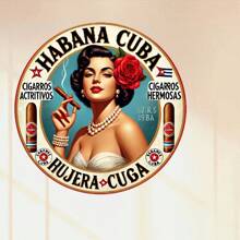 1pc 2D Retro "LADIES" Havana Cigar Metal Sign, 8x8 Inch Metal Wall Art, Durable Indoor/Outdoor Decor For Home, Garden, Bar, Cafe, Gym, Garage, Bathroom, Random Hole Design