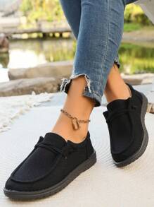 Canvas Sneakers For Women, Breathable Slip-On Casual Shoes For Spring Summer Autumn, Lace-Up Athletic Flat Loafers