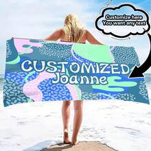 Personalized Beach Towel With Customized Text - Fashionable Design, Quick-Dry And Highly Absorbent, Perfect For Beach, Pool, Camping And Travel - Ideal Gift For Valentine's Day, Birthday, Father's Day And Mother's Day, Beach Essential | Personalized Gift | Fast Drying Fabric Bathroom Decor Summer Beach Essentials - Multicolor - View 42