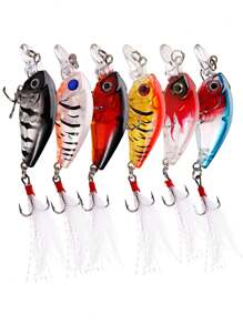 SOUGAYILANG Naluci de pescuit 4g 6 culori Momeală tare artificială Minnow cu ochi 3D, pentru Bas Somn Stiuca Biban Topwater Bass Momeală, Ideală pentru cadouri de obiecte de pescuit de apă dulce