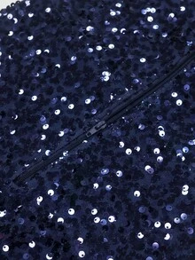 NIKBK Fall Clothes Plus Size Or Women Autumn Women's One Shoulder High Slit Deep V Black Sequins Rhinestones Slim Fit Long Dress Wedding Bridesmaids Guests Wear Festival - Black - View 6