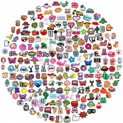 Random 10/30/50/100/200 Pcs Unique Shoe Charms, Suitable For DIY Decoration, High-Quality Accessories, Applicable To Bubble Slippers, Sandals, PVC Shoe Decorations, Beach Bags, Excellent Gift For Teenagers, Men, Women And Adults