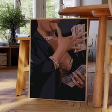 1pc, Canvas Hanging, Framed, Wall Arts, Posters, Modern, Black Art, Art, Wall Art, Black Wall Art, Art, Wall Art, Black Art Print, Black Fashion Poster, Money Poster, Room Decor - Multicolor - View 10