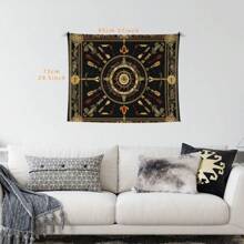 1 pezzo Arazzo in terylene medievale nordico con rune nere e dorate per soggiorno, camera da letto, dormitorio, appeso al muro, decorazione per la casa, grande motivo misterioso vichingo con simboli antichi, arte bohémienne da parete, 90x70 pollici in cotone e lino