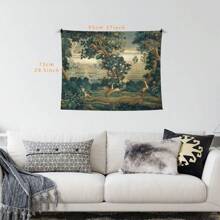 1 pezzo Arazzo da parete in terylene vintage con motivo forestale, decorazione artistica da parete di grandi dimensioni con paesaggio naturale, per soggiorno, camera da letto, dormitorio, casa, stile bohémien, in tessuto di poliestere con motivo paesaggistico