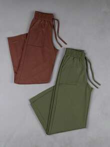 Set Of 2 Sweatpants - 棕色/橄欖綠 - 查看 1