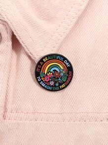 1pc Creative Colorful Rainbow Floral Quote "It's A Beautiful Day To Smash The " Cartoon Text Brooch Pin, Fashion Jewelry Badge For Clothes, Bags, Unisex Daily Wear, Thoughtful Gift For Friends