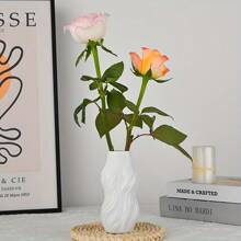 1pc,A Simple White Resin Vase In Nordic Style, Commonly Used As A Decorative Vase In Gardens Throughout The Four Seasons. A Decorative Bottle With Minimalist Life Lines. A Statue With Soft Lines Suitable For Placement On The Bedside, Balcony, In The Garden Or Kitchen. A Warm And Retro Statue For The Kitchen Dining Table.