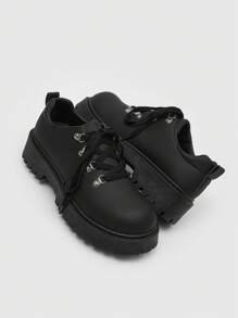 Chaussures de ville à bout rond rétro avec semelle épaisse pour hommes, chaussures de soirée à lacets de style britannique pour hommes, mariage, mode, chaussures  casual