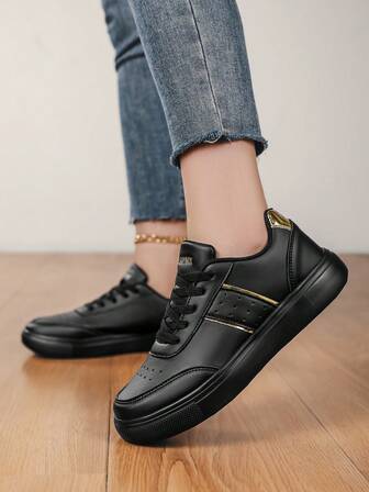Zapatillas de deporte de moda casual para mujer, zapatos de plataforma de talla grande, negros con lentejuelas doradas