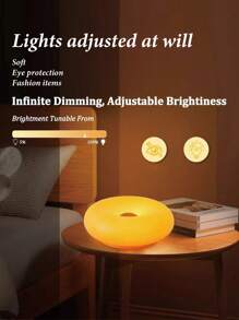 1pc White/Orange Donut Shaped Table Lamp, Simple Creative Light, LED Light, Touch Switch, Three Color Temperature, Infinitely Dimmable, Convenient Charging, Suitable For Gift Giving, Friends Party, Room Decoration, Bedroom Decorative Night Light And So On A Variety Of Atmospheric Decorative Lamps